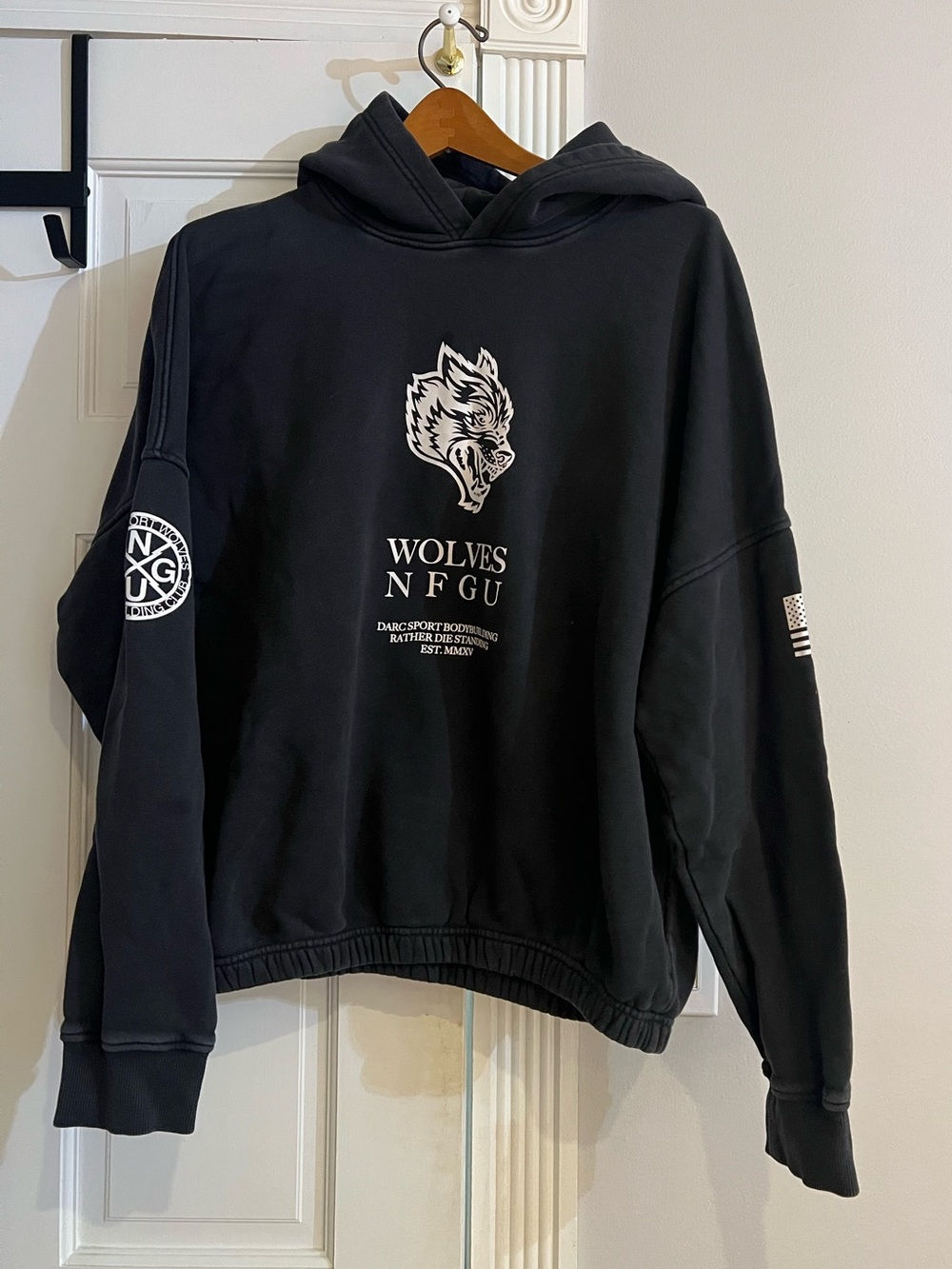 DARC SPORT Wolves NFGU Black Graphic Hoodie - Men's Pullover Sweatshirt